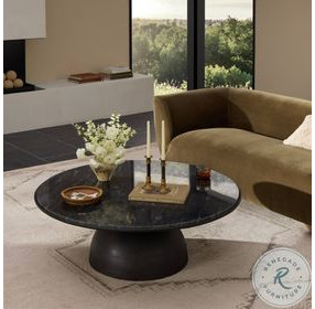 Corbett Polished Black Marble Large Round Coffee Table