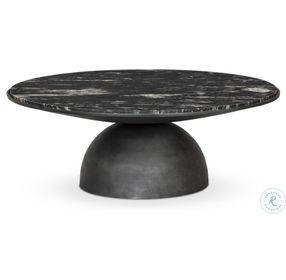 Corbett Polished Black Marble Large Round Occassional Table Set