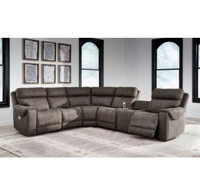 Hoopster Gunmetal 6 Piece Power Reclining Sectional