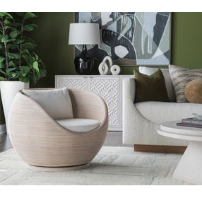 Solimar White Upholstered Swivel Chair