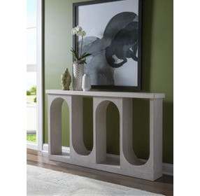 Solimar White Oak Rectangular Marble Top Console Table