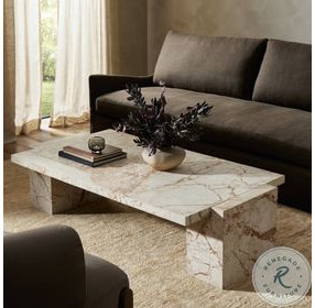 Romano Desert Taupe Marble Rectangular Coffee Table