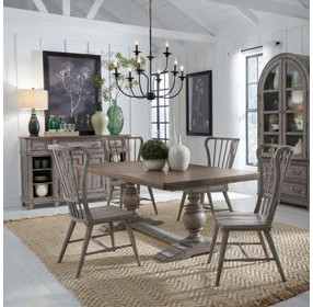 Harbor Place Riverstone Gray and Tobacco 102" Extendable Rectangular Dining Table