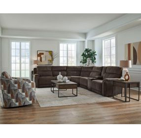 Country Club Chocolate 6 Piece Modular Power Reclining Sectional with USB Charging