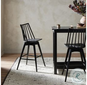 Lewis Black Oak Swivel Counter Height Stool