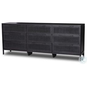 Sydney Black Cane 9 Drawer Dresser