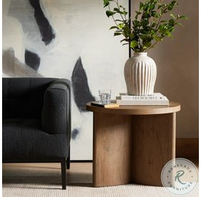 Toli Rustic Grey Veneer Round End Table