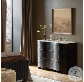 Tiago Distressed Black Marble 3 Drawer Chest