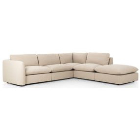Ingel Antwerp Taupe 5 Piece RAF Sectional with Ottoman