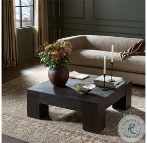 Abaso Ebony Rustic Wormwood Oak Small Square Coffee Table