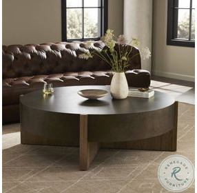 Bingham Distressed Iron Large Round Coffee Table