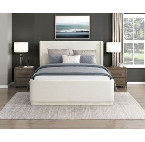 Carmel Beige Queen Upholstered Platform Bed