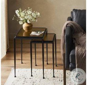 Dalston Amber Cast Glass Round Nesting End Table Set