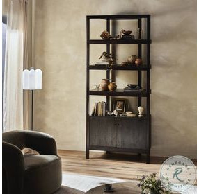 Reza Worn Black Parawood Bookcase