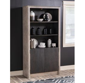 Halifax Flax and Java 2 Door Etagere with LED