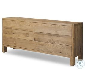 Noeline Resawn Worn Oak Veneer 6 Drawer Dresser