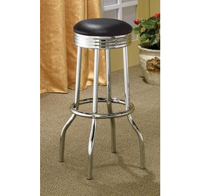 Theodore Black And Chrome Upholstered Top Bar Stool Set of 2