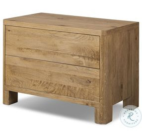 Noeline Resawn Worn Oak Veneer 2 Drawer Nightstand