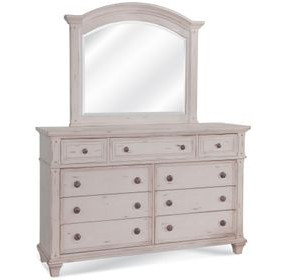 Sedona Cobblestone White 7 Drawer Dresser and Arched Mirror