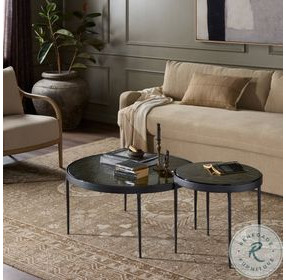Yoko Moss Cast Glass Round Nesting Tables