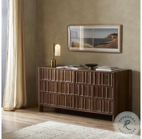 Ezri Carved Cocoa Oak 6 Drawer Dresser