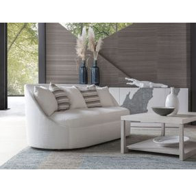 Genevieve Ivory Bench Seat Sofa with Ivory and Stripes Pillows