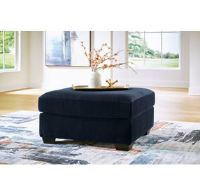 SimpleJoy Navy Upholstered Square Oversized Accent Ottoman
