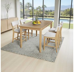 Beck White and Natural Upholstered Counter Height Stool Set of 2