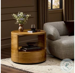 Matheus Natural Reclaimed French Oak Round End Table
