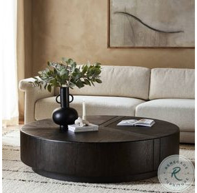 Renan Dark Espresso Reclaimed French Oak Round Coffee Table