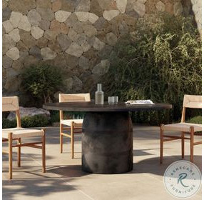 Basil Aged Grey Outdoor 60" Round Dining Table