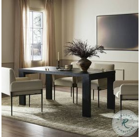 Millie Drifted Matte Black Veneer 72" Rectangular Dining Table