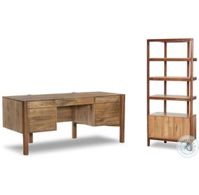 Reza Smoked Honey Drawer Home Office Set