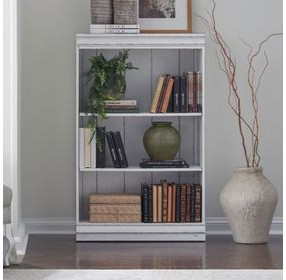 Magnolia Manor Antique White and Weathered Bark 48" Bookcase