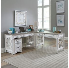 Magnolia Manor Antique White and Weathered Bark 4 Piece Desk Set