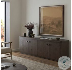 Valen Rustic Brown Oak Veneer 4 Door Sideboard