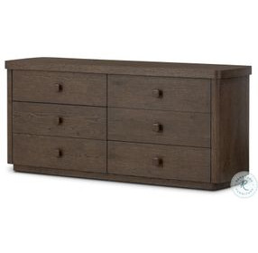 Valen Rustic Brown Oak Veneer 6 Drawer Dresser