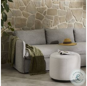 Sinclair Alessi Linen Outdoor Round Ottoman
