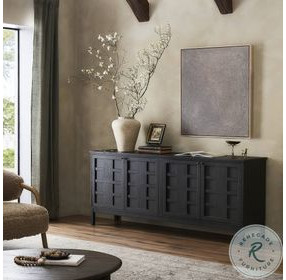 Alessio Smoked Black 4 Door Sideboard