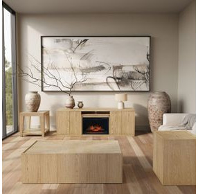 Laurel Creek Natural 78" TV Stand with Electric Fireplace