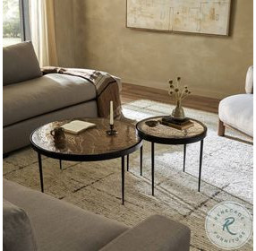 Yoko Smoked Brown Cast Glass Small Round Nesting Table