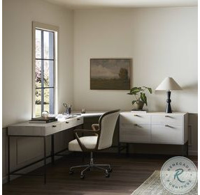 Trey Dove Poplar Wide Filing Cabinet Desk System