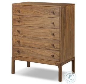 Arturo Natural Walnut Veneer 5 Drawer Chest