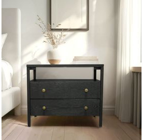 Avery Black 2 Drawers Nightstand