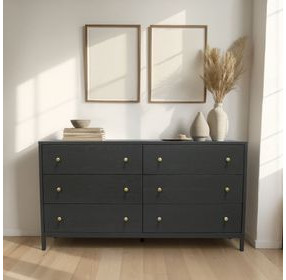 Avery Black 6 Drawers Dresser