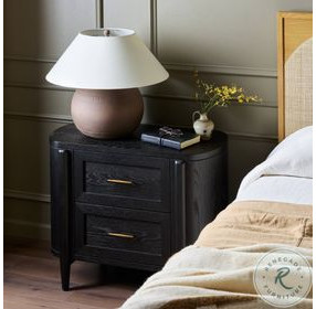 Tolle Drifted Matte Black Veneer 2 Drawer Nightstand