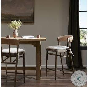 Buxton Drifted Oak Performance Fabric Bar Stool