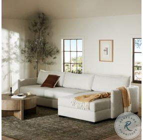 Wickham Alameda Snow Performance Fabric 2 Piece RAF Storage Chaise Sleeper Sectional