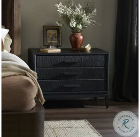 Rosenell Black Oak Veneer Closed 3 Drawer Nightstand