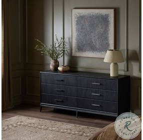 Rosenell Black Oak Veneer 6 Drawer Dresser